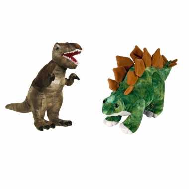 Setje knuffel dinosaurussen t rex stegosaurus kopen