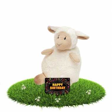 Verjaardagcadeau schapen knuffel beige + gratis verjaardagskaart kope