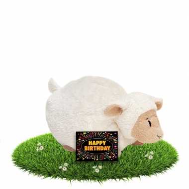 Verjaardagcadeau schapen knuffel beige + gratis verjaardagskaart kope