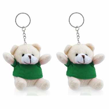X stuks teddybeer knuffel sleutelhangertjes groen kopen