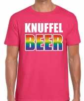 Gay pride knuffel beer shirt roze heren kopen