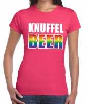 Gay pride knuffelbeer regenboog shirt roze dames kopen