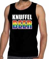 Gaypride knuffelbeer tekst fun tanktop zwart heren kopen