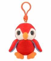 Pluche knuffel pinguin sleutelhanger rood kopen