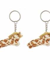 Set stuks pluche sleutelhangers giraffe knuffel kopen 10214583