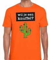 Wil je een knuffel fun t-shirt oranje heren kopen